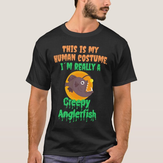Camiseta Halloween Human Costum Creepy Anglerfish Sea Creat (Anverso)