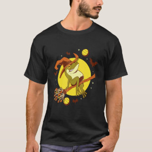 Camiseta Halloween I Frog Witch Creepy Broom Fiesta Celebra