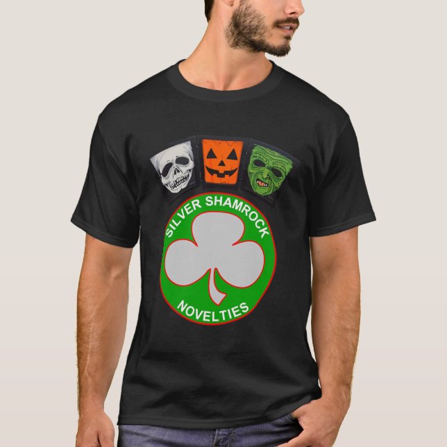 Camiseta Halloween III Shamrock plateado y máscaras (Anverso)