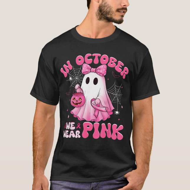Camiseta Halloween in October We Wear Pink Breast Cancer Aw (Anverso)