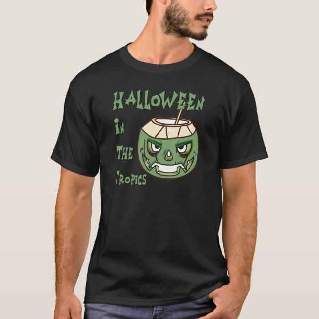 Camiseta Halloween In The Tropics Coconut Face Jack O Lante (Anverso)