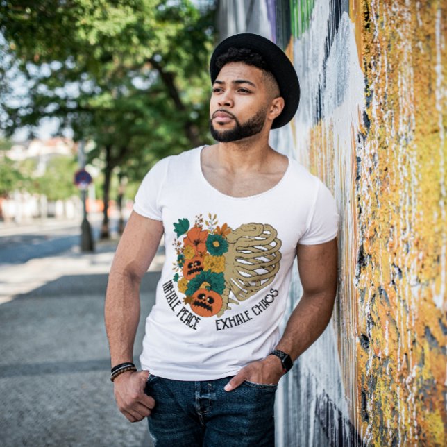 CAMISETA HALLOWEEN INHALE PEACE EXHALE CHAOS FLORAL RIBCAGE (Subido por el creador)