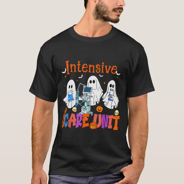 Camiseta Halloween Intensive Care E Unit Ghost Nurse Icu Nu (Anverso)
