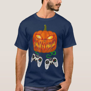 Camiseta Halloween Jack O Lantern Gamer Boys Kids Men Funny