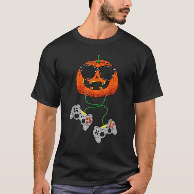 Camiseta Halloween Jack O Lantern Gamer Boys Kids Men  Hall (Anverso)