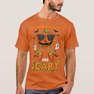 Camiseta Halloween Jack O Lantern Gamer Funny Gaming Skills