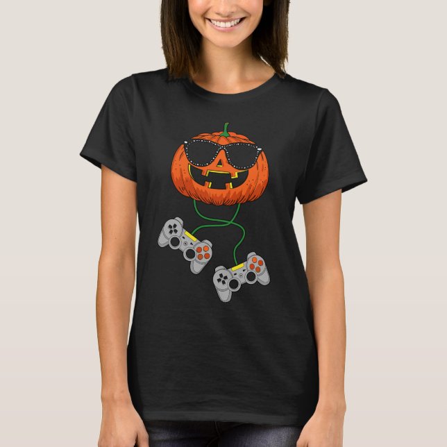 Camiseta Halloween Jack O Lantern Gamer Niños Hombres Diver (Anverso)