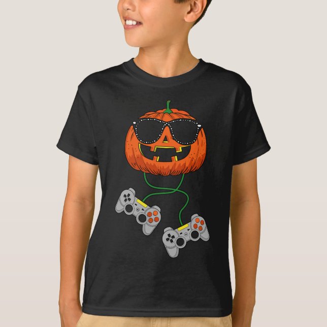 Camiseta Halloween Jack O Lantern Gamer Niños Hombres Diver (Anverso)