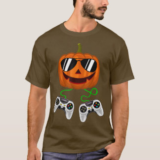 Camiseta Halloween Jack O Lantern Gamer Niños Hombres Graci