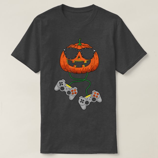 Camiseta Halloween Jack O Lantern Gamer Niños Hombres Graci (Diseño del anverso)