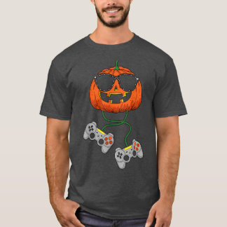 Camiseta Halloween Jack O Lantern Gamer Niños Hombres Graci