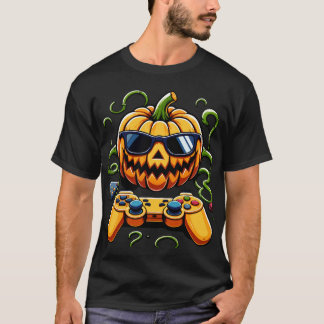 Camiseta Halloween Jack O Lantern Gamer Niños Hombres Graci