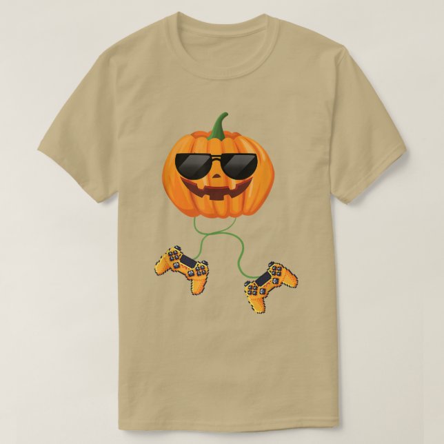 Camiseta Halloween Jack O Lantern Gamer Niños Hombres Graci (Diseño del anverso)