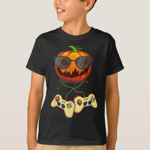Camiseta Halloween Jack O Lantern Gamer Niños Hombres Graci