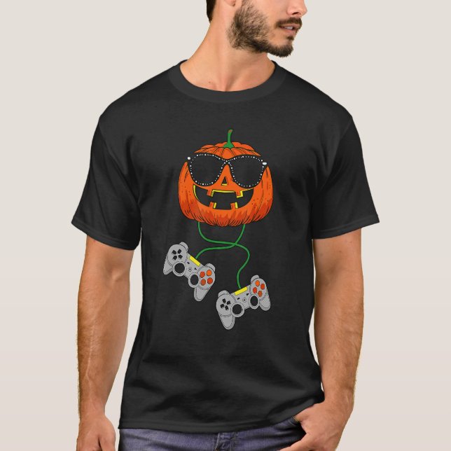 Camiseta Halloween Jack O Lantern Gamer Niños Salón masculi (Anverso)