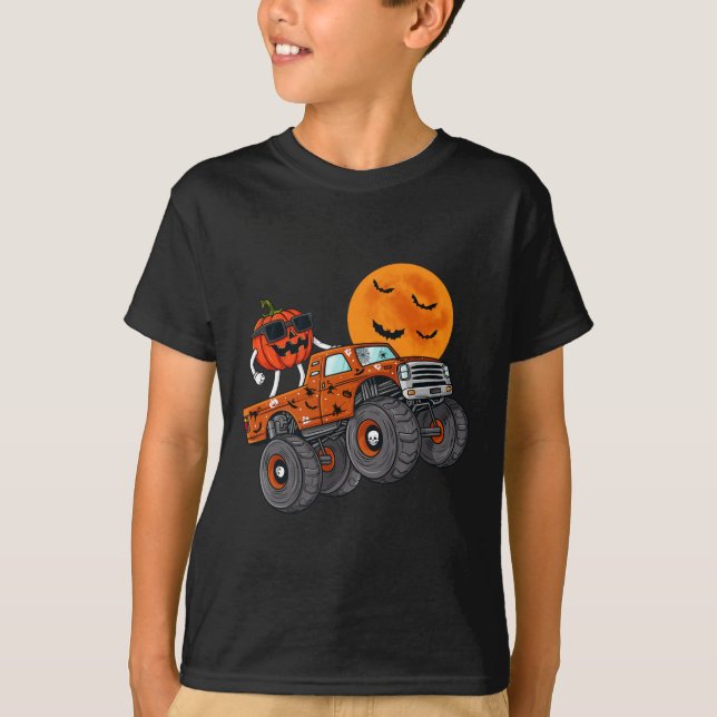 Camiseta Halloween Jack O Lantern Monster Truck Toddler Boy (Anverso)