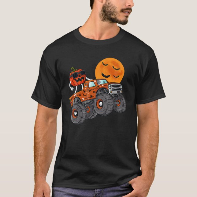 Camiseta Halloween Jack O Lantern Monster Truck Toddler Boy (Anverso)