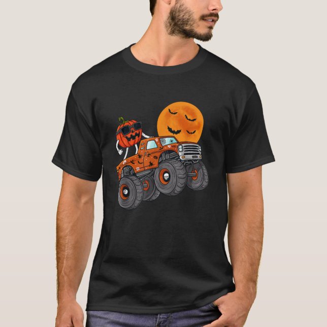 Camiseta Halloween Jack O Lantern Monster Truck Toddler Boy (Anverso)