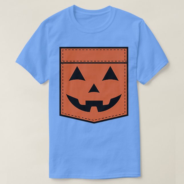 Camiseta Halloween Jack O Lantern Pumpkin Face Pocket (Diseño del anverso)