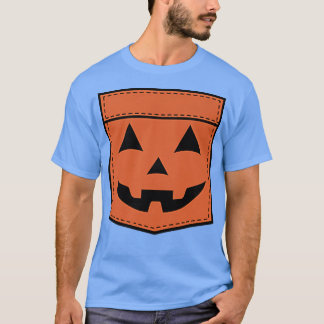 Camiseta Halloween Jack O Lantern Pumpkin Face Pocket