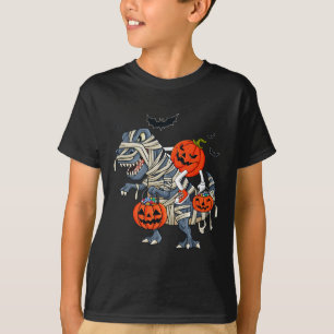 Camiseta Halloween Jack O Lantern Riding T Rex Boys Chicas