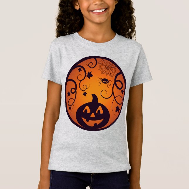 Camiseta Halloween Jack o linterna cara de calabaza y araña (Anverso)
