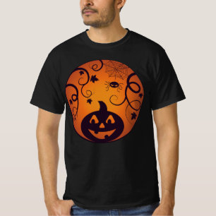 Camiseta Halloween Jack o linterna cara de calabaza y araña