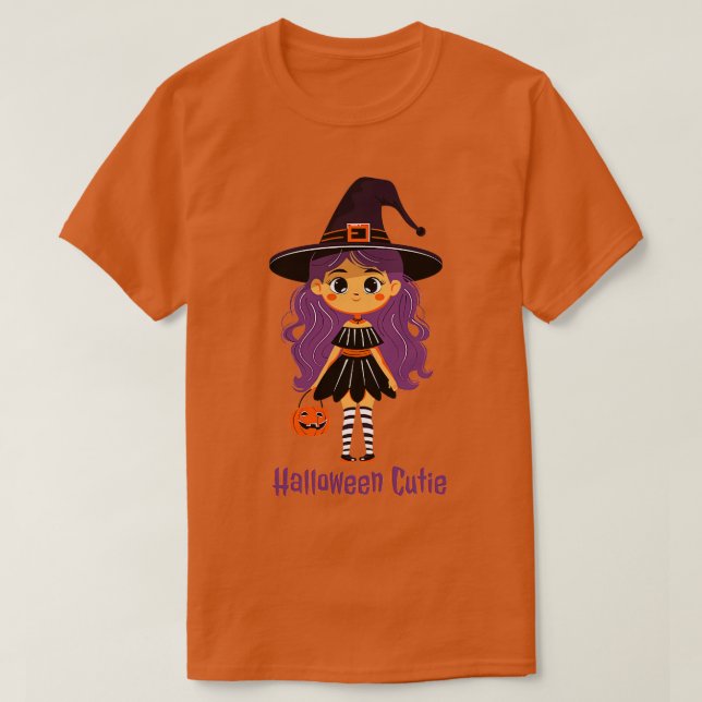 Camiseta Halloween Kawaii Cute Witch TShirt (Diseño del anverso)