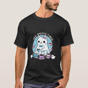 Camiseta Halloween Kawaii Ghost Anime Cat T Shirt