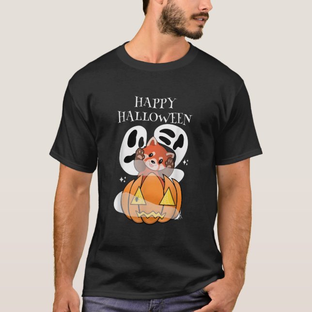 Camiseta Halloween Kawaii Panda Rojo (Anverso)