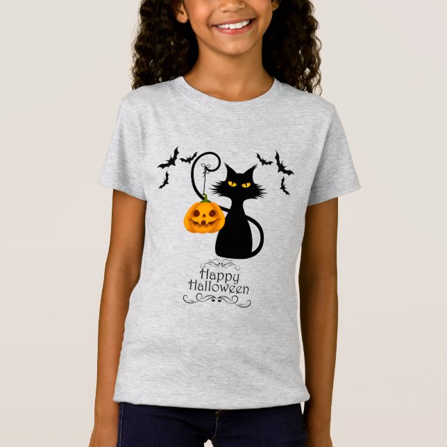 Camiseta Halloween Kitty con calabaza (Anverso)