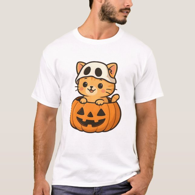Camiseta Halloween Kitty inside a pumpkin Classic T-Shirt (Anverso)