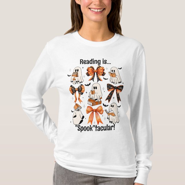Camiseta Halloween "Leer es 'Spook'tacular' Fantasma (Anverso)