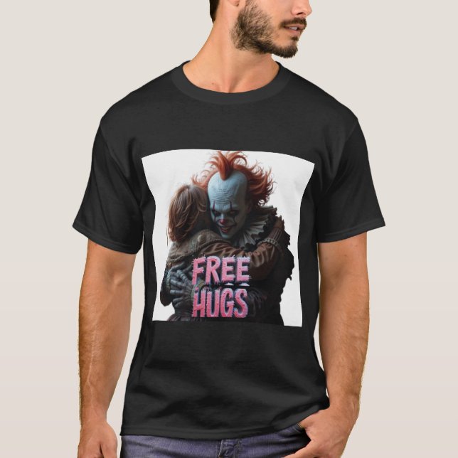Camiseta Halloween libre abraza a asesino malo, terror paya (Anverso)
