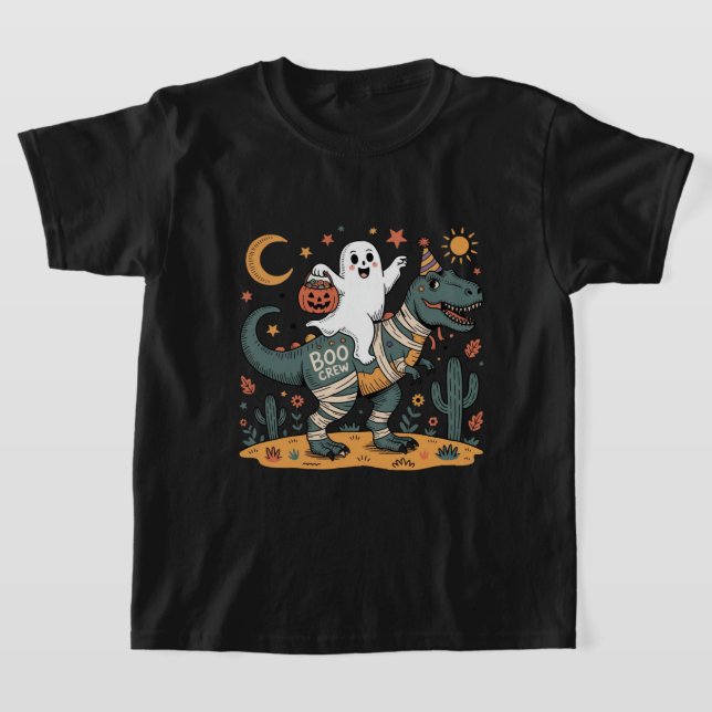 Camiseta Halloween lindo, fantasma en la momia T-Rex con ca (Distribución)