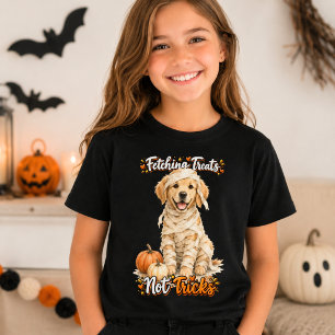 Camiseta Halloween Lindo Perro Retriever Dorado Momia Truco