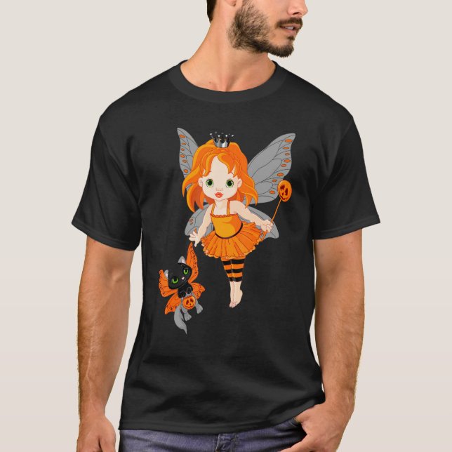 Camiseta Halloween Little Orange Fairy With A Black Cat (Anverso)