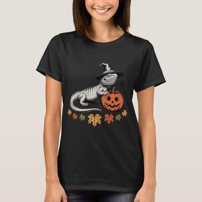 Camiseta Halloween Lizard con Gorra de calabaza (Anverso)