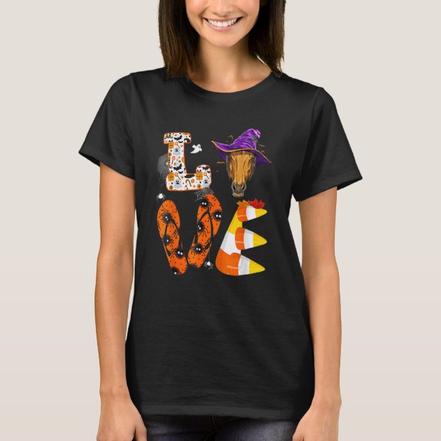 Camiseta Halloween Love Horse Witch Gorra Ecuestres (Anverso)