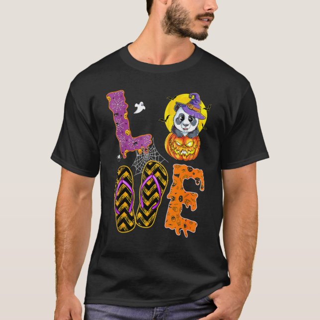 Camiseta Halloween Love Panda Witch Gorra Zookeeper (Anverso)