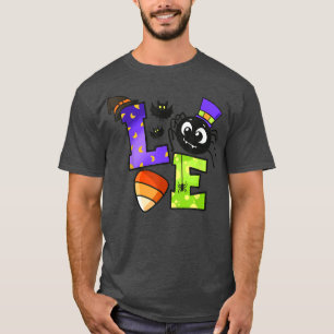 Camiseta Halloween Love Spider Witch Hat Candy Corn Funny 