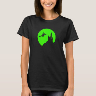 Camiseta Halloween Luna llena embrujada Castillo Volando Br