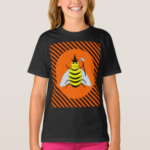 Camiseta Halloween Magic Bee Witch Naranja y Black Stripes