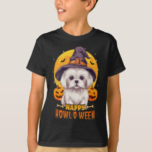 Camiseta Halloween Maltés Perro Howl O Ween Divertido Masco