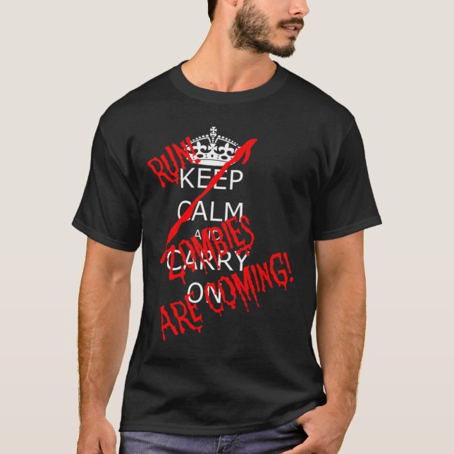 Camiseta Halloween Mantengan La Calma En Carrera Los Zombis (Anverso)