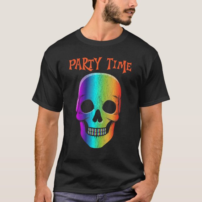Camiseta Halloween máscara de cráneo psicodélica disfraz de (Anverso)