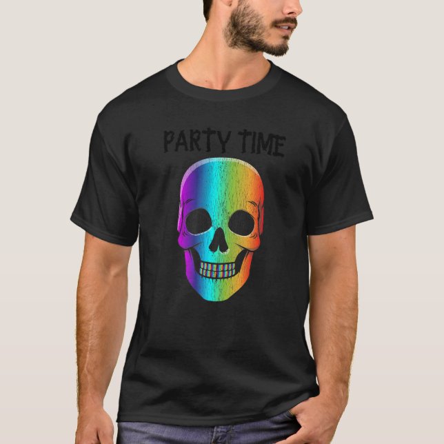 Camiseta Halloween máscara de cráneo psicodélica disfraz de (Anverso)