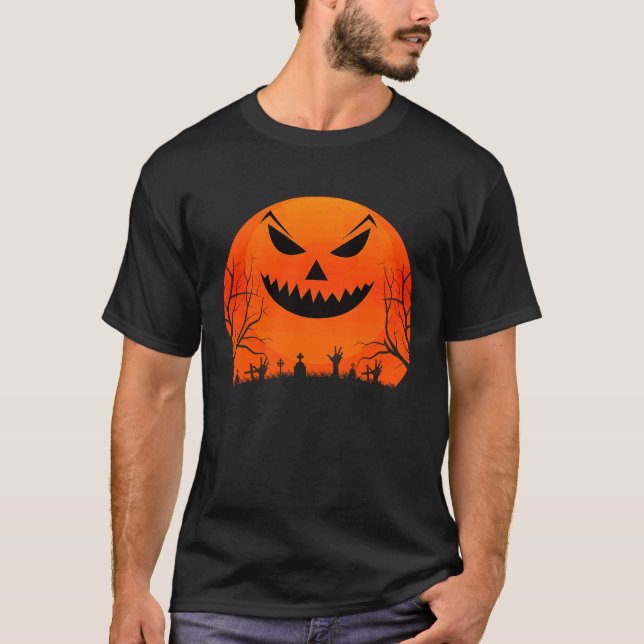 Camiseta Halloween media ol Jack o Lantern Calabaza costo (Anverso)