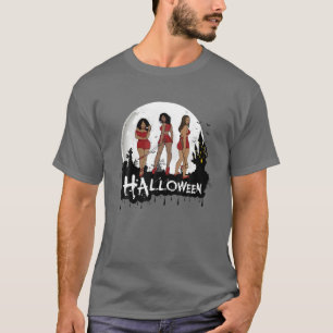 Camiseta Halloween Melanin Katana Sistas Bat Reaper Scarece