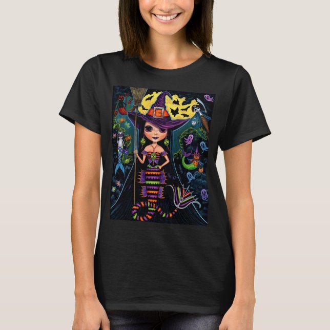 Camiseta Halloween Mermaid Witch Mercats Ghosts Pumpkins (Anverso)